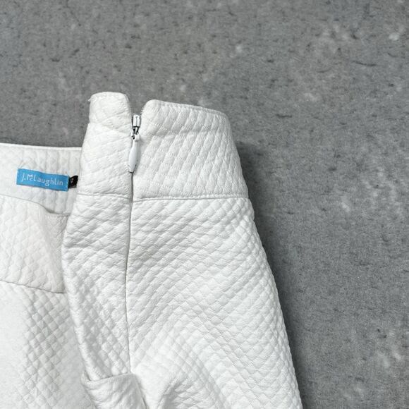 J.McLaughlin Quilted Texture Ankle Pants 100% Cotton Women’s Sz 12 White Waffle - Picture 9 of 15